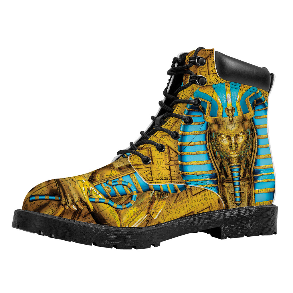 Golden Egyptian Pharaoh Print Work Boots