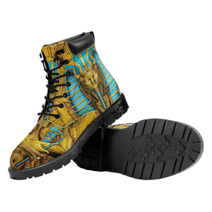 Golden Egyptian Pharaoh Print Work Boots