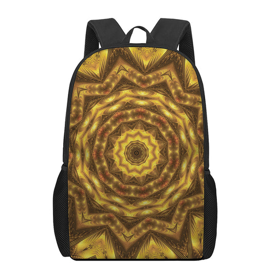 Golden Kaleidoscope Print 17 Inch Backpack