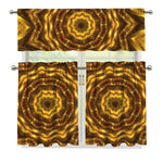 Golden Kaleidoscope Print 3 Piece Kitchen Curtains
