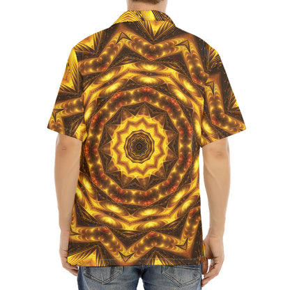 Golden Kaleidoscope Print Aloha Shirt