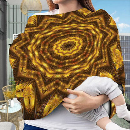 Golden Kaleidoscope Print Baby Seat Cover