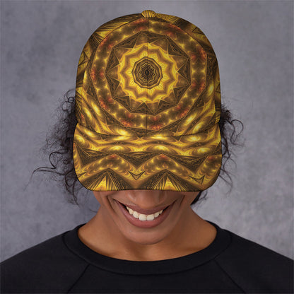 Golden Kaleidoscope Print Baseball Cap