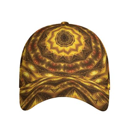 Golden Kaleidoscope Print Baseball Cap