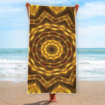 Golden Kaleidoscope Print Beach Towel
