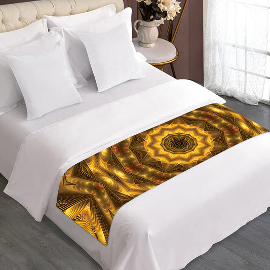 Golden Kaleidoscope Print Bed Runner