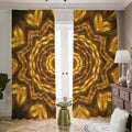 Golden Kaleidoscope Print Dimout Pencil Pleat Curtains