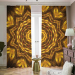 Golden Kaleidoscope Print Blackout Pencil Pleat Curtains