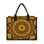 Golden Kaleidoscope Print Canvas Tote Bag