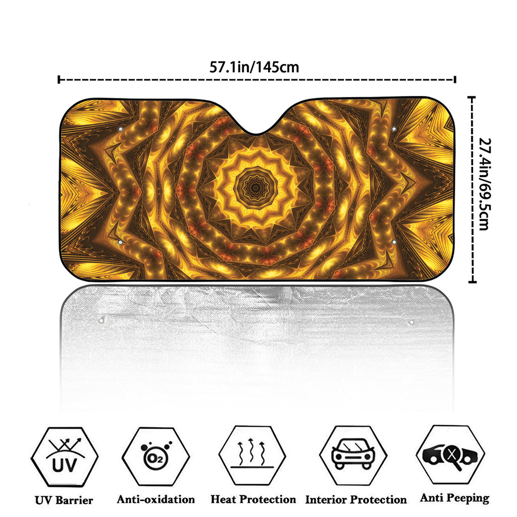 Golden Kaleidoscope Print Car Windshield Sun Shade