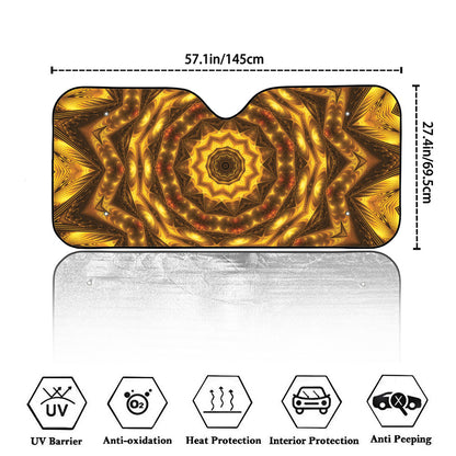 Golden Kaleidoscope Print Car Windshield Sun Shade