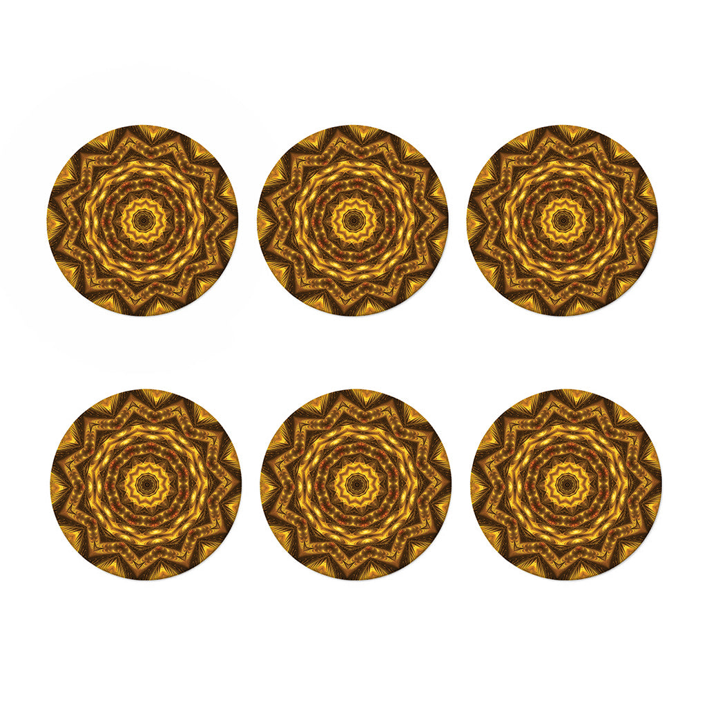 Golden Kaleidoscope Print Coaster Set