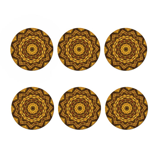 Golden Kaleidoscope Print Coaster Set