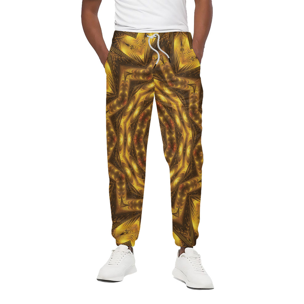 Golden Kaleidoscope Print Cotton Pants
