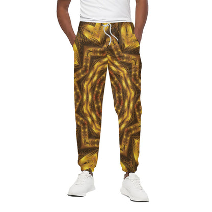 Golden Kaleidoscope Print Cotton Pants