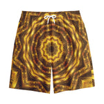 Golden Kaleidoscope Print Cotton Shorts