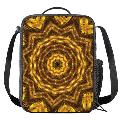 Golden Kaleidoscope Print Crossbody Lunch Bag