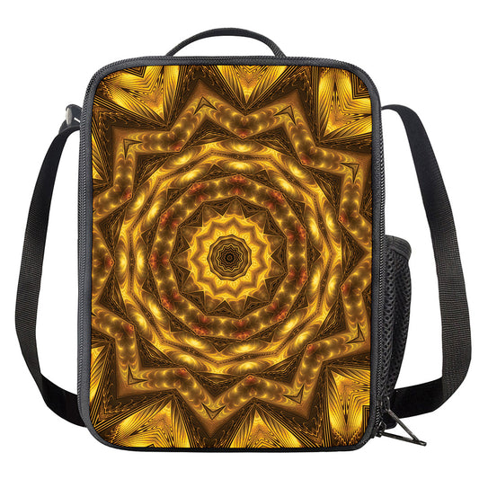 Golden Kaleidoscope Print Crossbody Lunch Bag