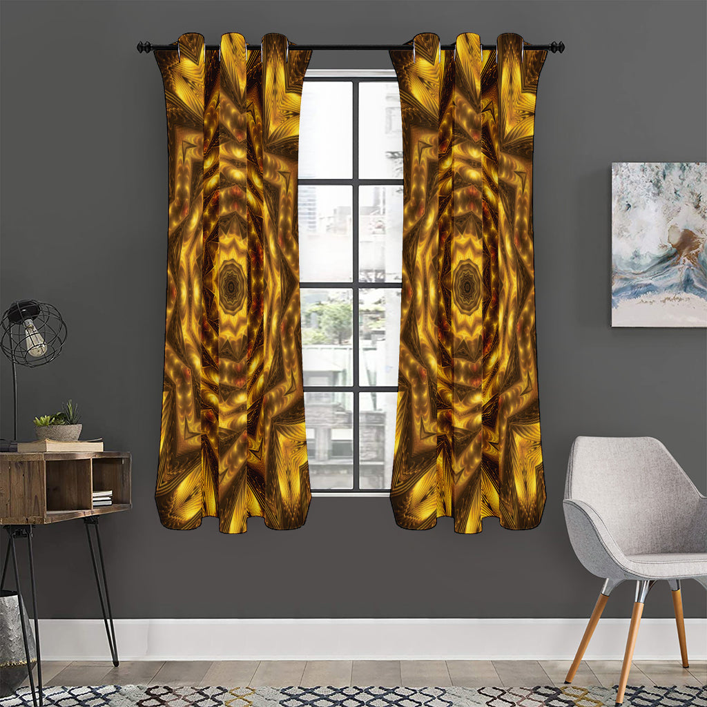 Golden Kaleidoscope Print Curtain