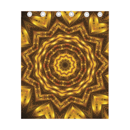 Golden Kaleidoscope Print Curtain