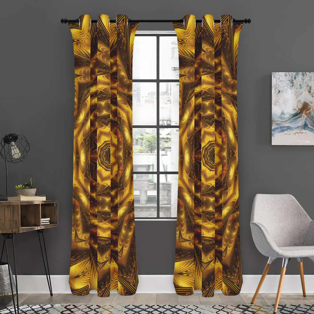 Golden Kaleidoscope Print Curtain
