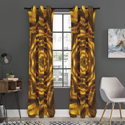 Golden Kaleidoscope Print Curtain