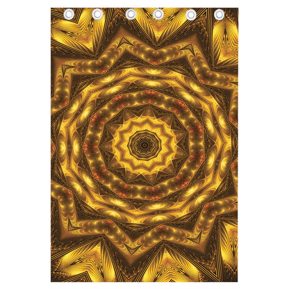 Golden Kaleidoscope Print Curtain