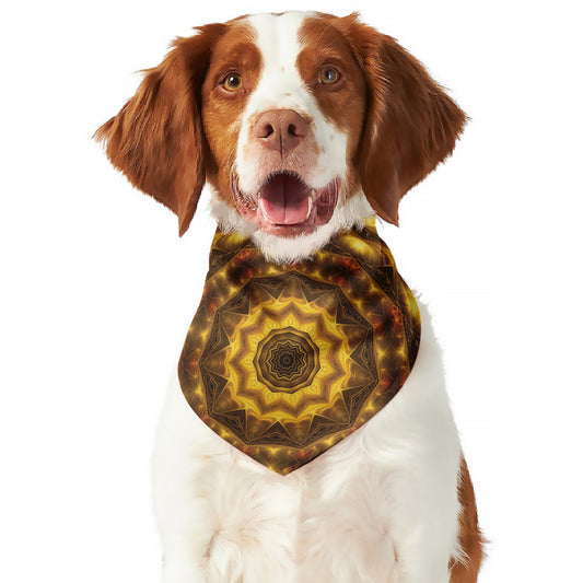Golden Kaleidoscope Print Dog Bandana