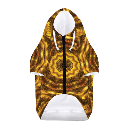Golden Kaleidoscope Print Dog Zip Up Hoodie