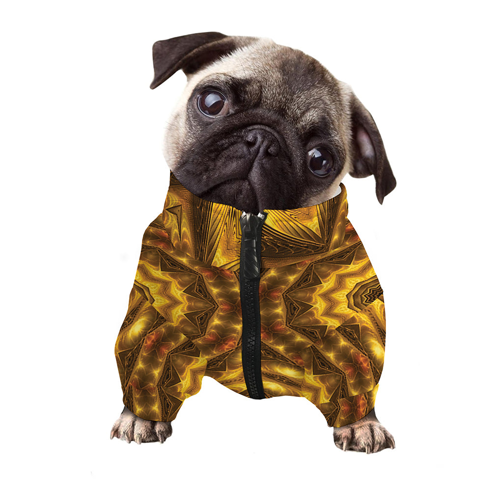 Golden Kaleidoscope Print Dog Zip Up Jacket