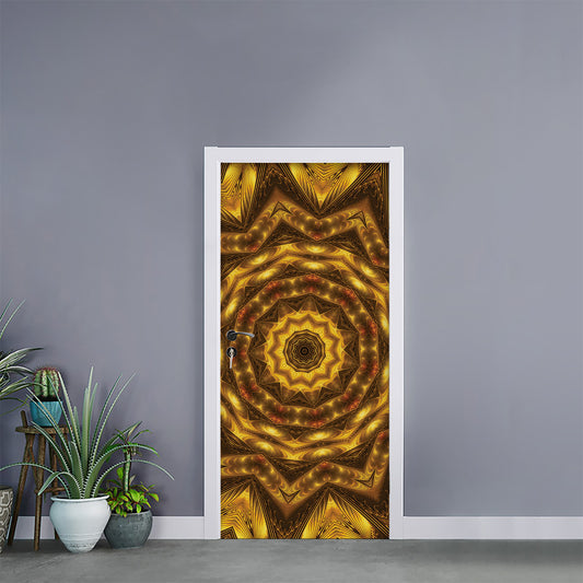 Golden Kaleidoscope Print Door Sticker