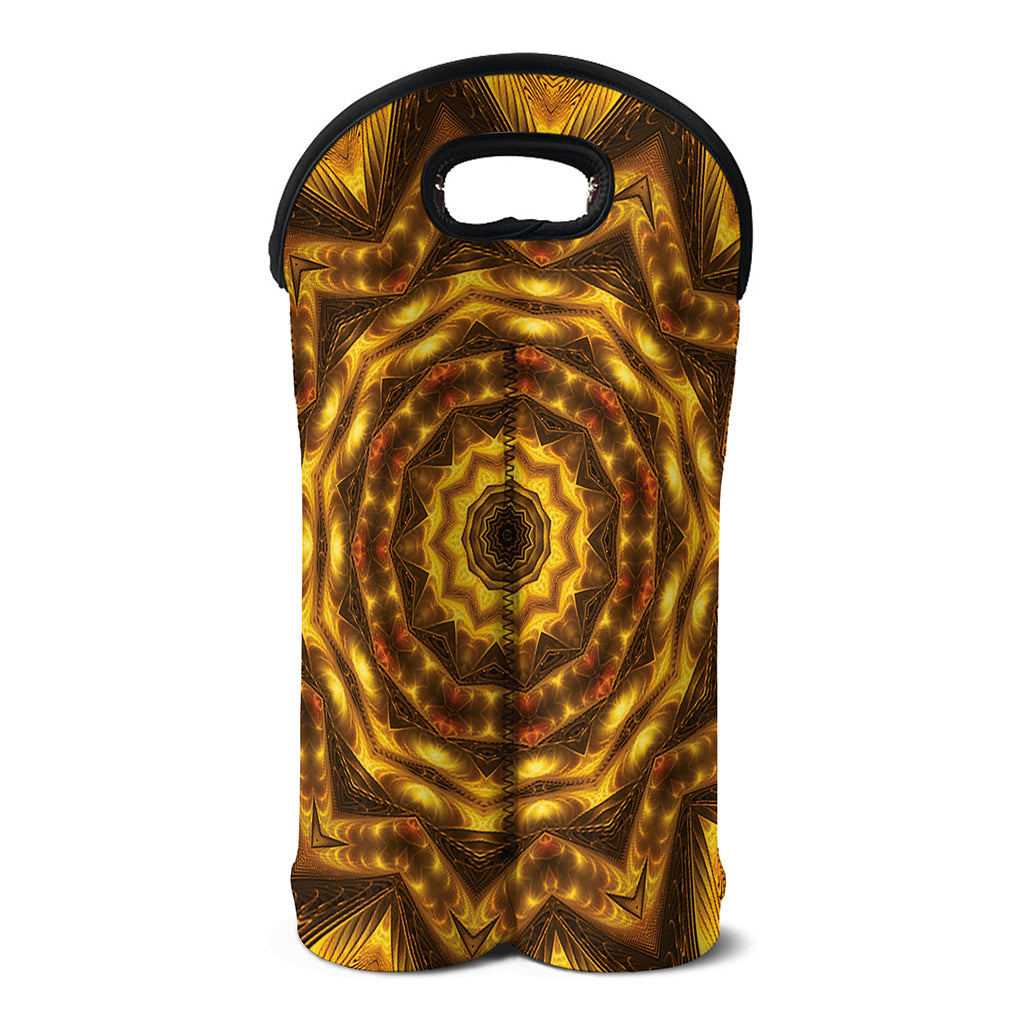 Golden Kaleidoscope Print Double Neoprene Wine Tote