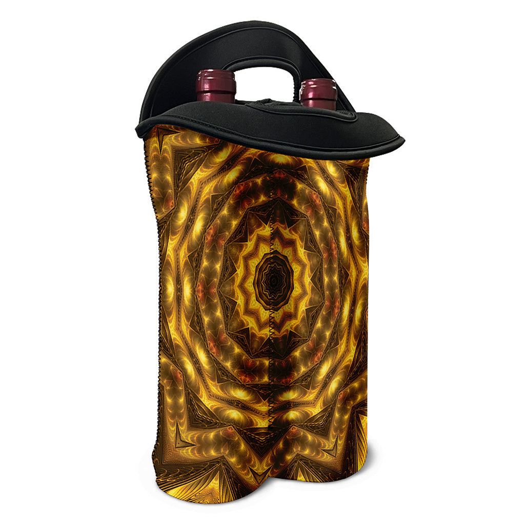 Golden Kaleidoscope Print Double Neoprene Wine Tote