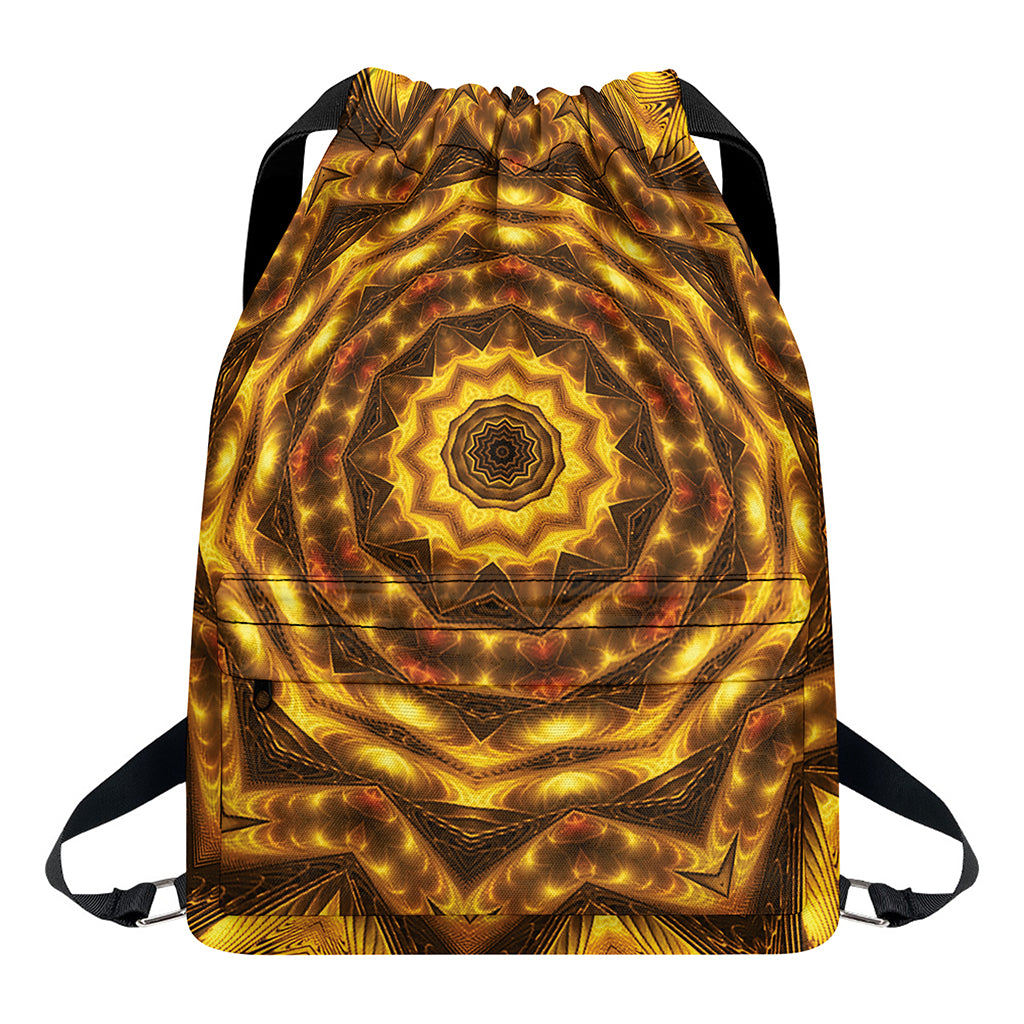 Golden Kaleidoscope Print Drawstring Backpack