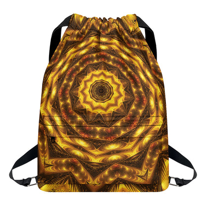 Golden Kaleidoscope Print Drawstring Backpack