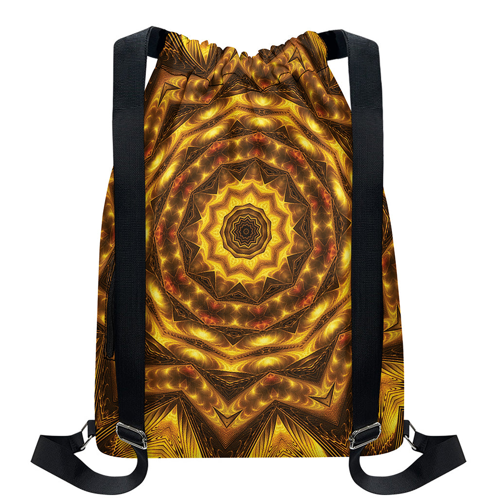 Golden Kaleidoscope Print Drawstring Backpack