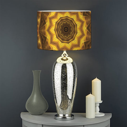 Golden Kaleidoscope Print Drum Lamp Shade