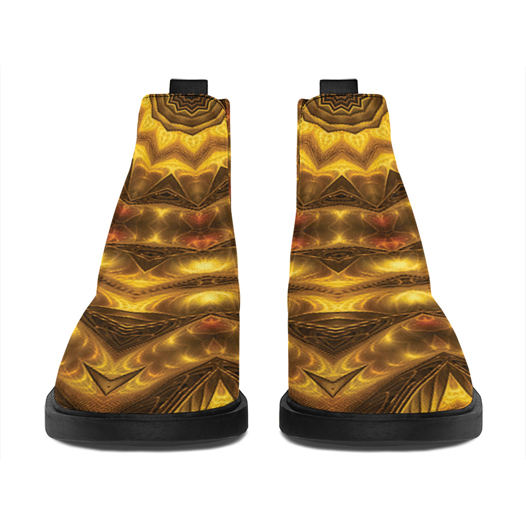 Golden Kaleidoscope Print Flat Ankle Boots