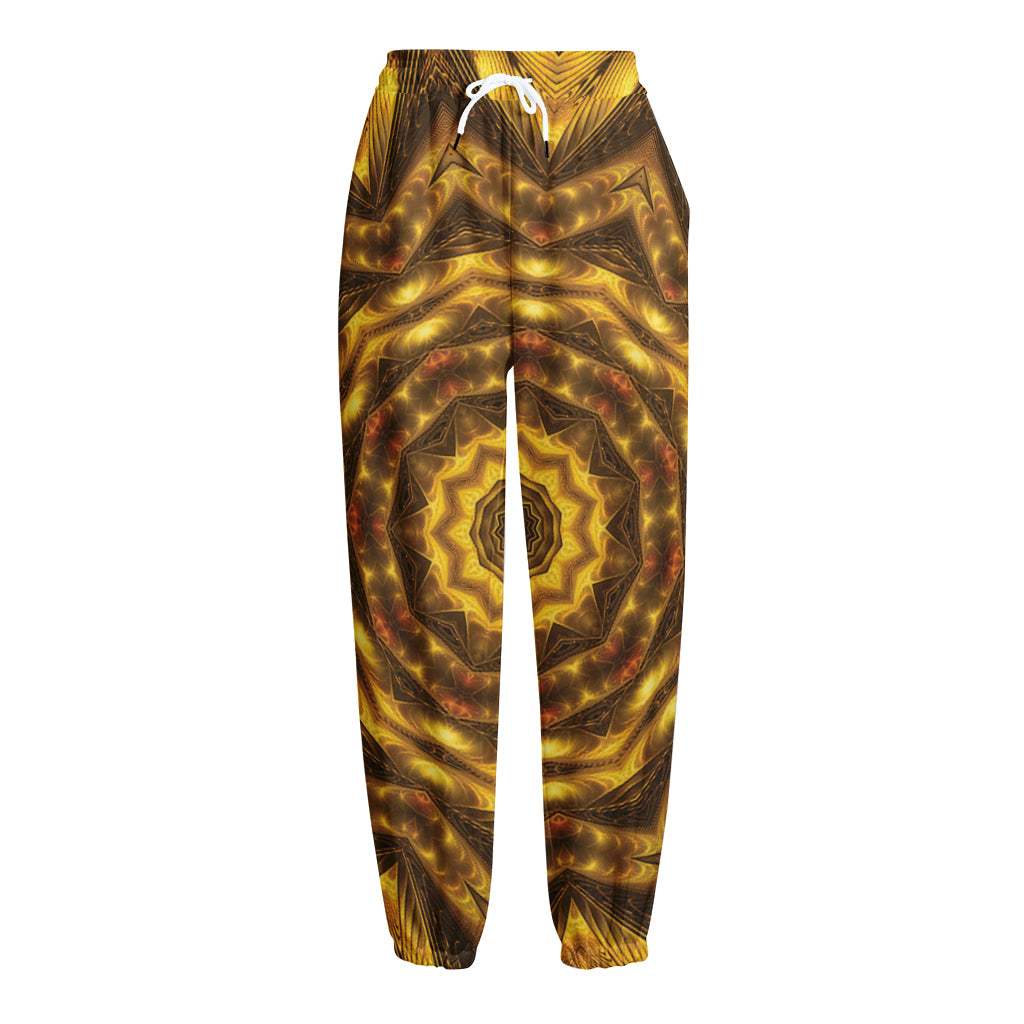 Golden Kaleidoscope Print Fleece Lined Knit Pants