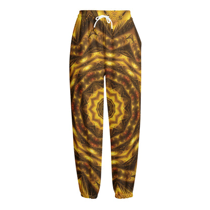 Golden Kaleidoscope Print Fleece Lined Knit Pants