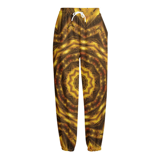 Golden Kaleidoscope Print Fleece Lined Knit Pants