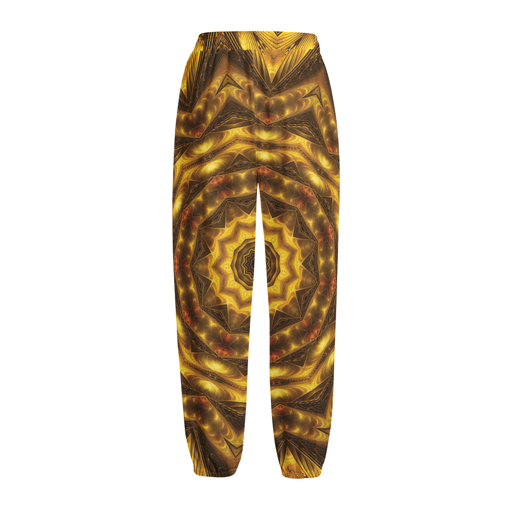 Golden Kaleidoscope Print Fleece Lined Knit Pants
