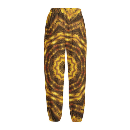 Golden Kaleidoscope Print Fleece Lined Knit Pants