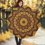Golden Kaleidoscope Print Foldable Umbrella
