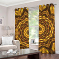 Golden Kaleidoscope Print Grommet Curtains