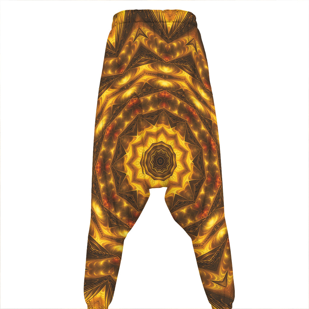 Golden Kaleidoscope Print Hammer Pants