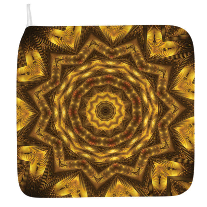 Golden Kaleidoscope Print Hand Towel