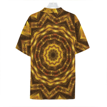 Golden Kaleidoscope Print Hawaiian Shirt