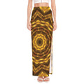 Golden Kaleidoscope Print High Slit Maxi Skirt