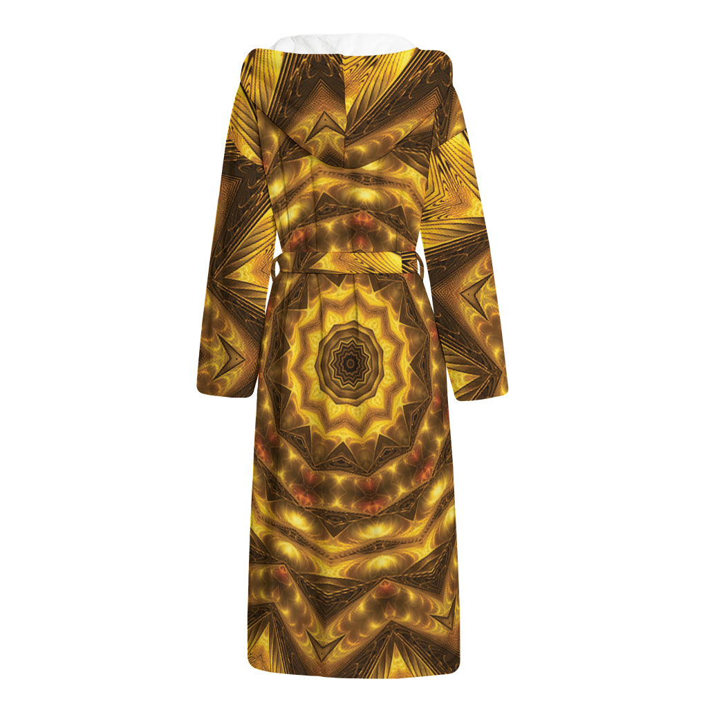 Golden Kaleidoscope Print Hooded Bathrobe